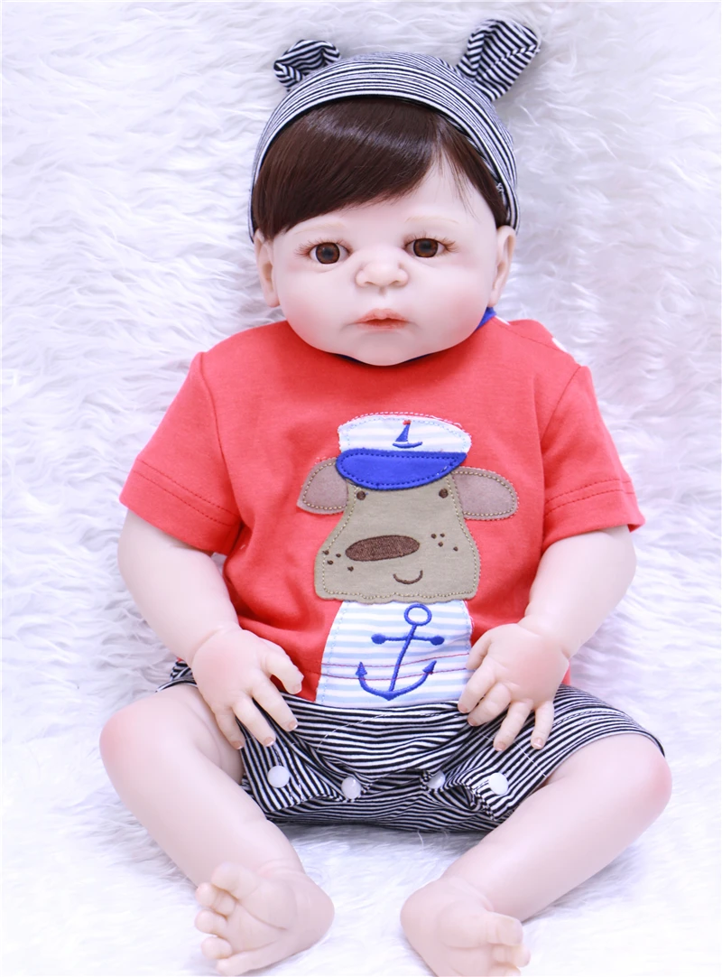 

22" NPK bebe full silicone reborn baby boy dolls for children gift with magnetic pacifier bottle best children girls gift boneca