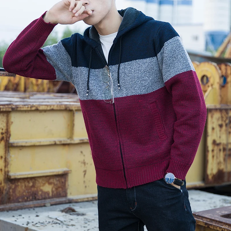 2019 Fall Winter Man Daily Sweater Hooded Thick Velvet Knitted Blend Colors Outwear Men Hoodes Warm Casual Fashion Quality Coats 2019 Fall Winter Man Daily Sweater Hooded Thick Velvet Knitted Blend Colors Outwear Men Hoodes Warm Casual Fashion Quality Coats