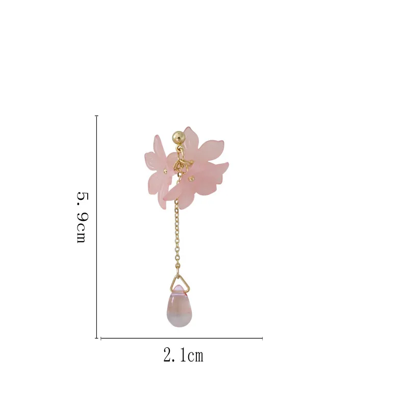 Акриловые розовые лепестки маленькие серьги-гвоздики чистая и пресная вода капли серьги свежие цветы красивые серьги для девушек для женщин