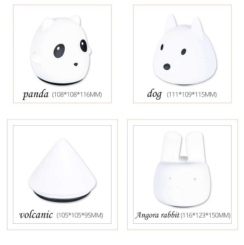 Touch Silicone Led Night Light USB Rechargeable Baby Children Kids Gift Animal Cartoon Lamp Bedside Bedroom (3)