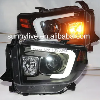 

FOR TOYOTA Tundra LED Strip Head Lights 2014 year Black Housing SNv4