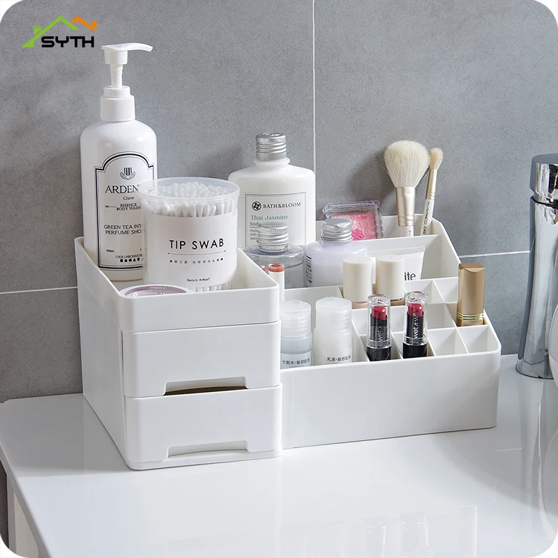 

High Quality Desktop Makeup Organizer with 2Drawers Cosmetic Storage Boxes for Lipsticks, Lotion Bottle Sundries Storage Basket