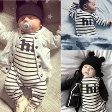 2016 Newborn Baby Boys Girls Clothes 0-24M Infant Bebes Long Sleeve Striped Romper Playsuit One Pieces Outfit Clothing