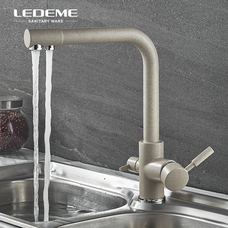 LEDEME Filtro de purificación de cocina Cuenca del grifo con agua potable del rociador Dual-barra de la manija del grifo de agua de latón L4055 - 2
