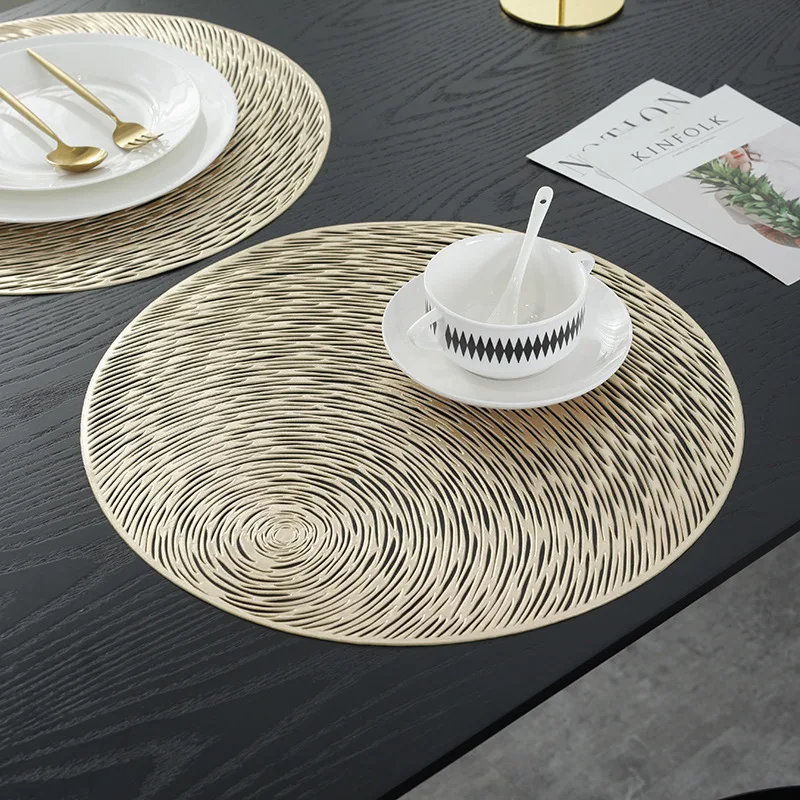 

Konco PVC Round Placemat Resistant Washable Table Mat Cup Mat Dinner Table Decoration coasters place mats for dining table