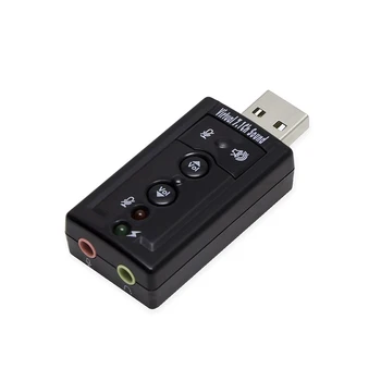 Elisona USB 2.0 External Virtual 7.1 Surround Adapter Sound Cards USB to Two 3.5MM Audio Microphone Interface Converter For PC 1