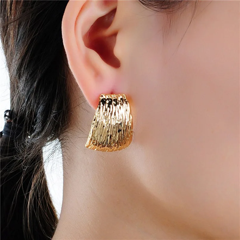 UKMOC, новинка, модные серьги-гвоздики с шероховатой поверхностью из геометрического сплава, массивное ювелирное изделие, металлические серьги в стиле панк для женщин, Brincos