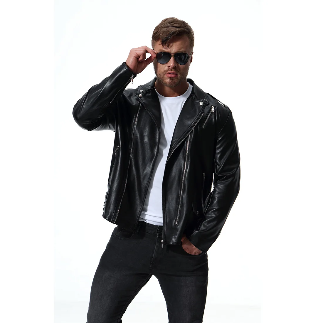 Mens high-grade Leather Jacket fashion Motorcycle zipper Jacket Male Outerwear clothes Dropshipping top Coat plus size 5XL Mens high-grade Leather Jacket fashion Motorcycle zipper Jacket Male Outerwear clothes Dropshipping top Coat plus size 5XL