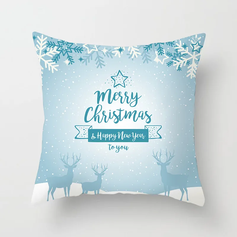 Fuwatacchi Messy Christmas Elk Cushion Cover Snowflake Tree Printed Pillow Cover for Home Sofa Chair Decorative Pillows 45*45cm