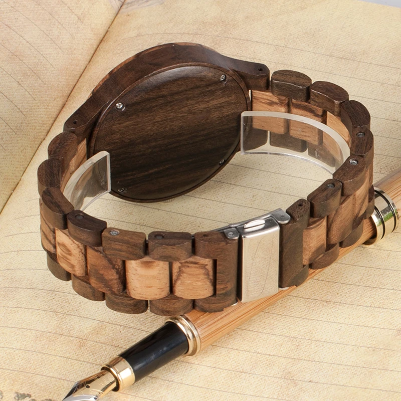 BOBO BIRD Men Watch Bamboo Wooden WristwatchesMale kol saati relojes hombre With Wood Links In Gift Wood Case Custom logo