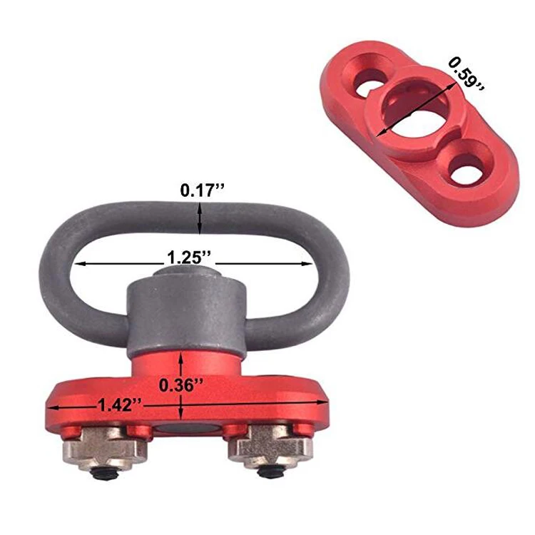 Quick Detach Release QD Sling Swivel Scope M-lok Sling Mount Standard QD Sling Swivel 1.25 Inch Adapter for M lok Rail (Red)