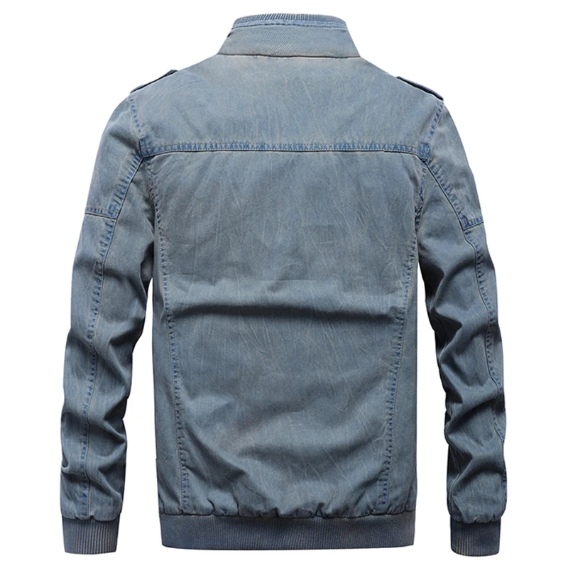 new Denim Jean jacket men Casual for streetwear motorcycle Retro Mens Jackets And Coats fitness Multi-pocket Cargo Jacket Male