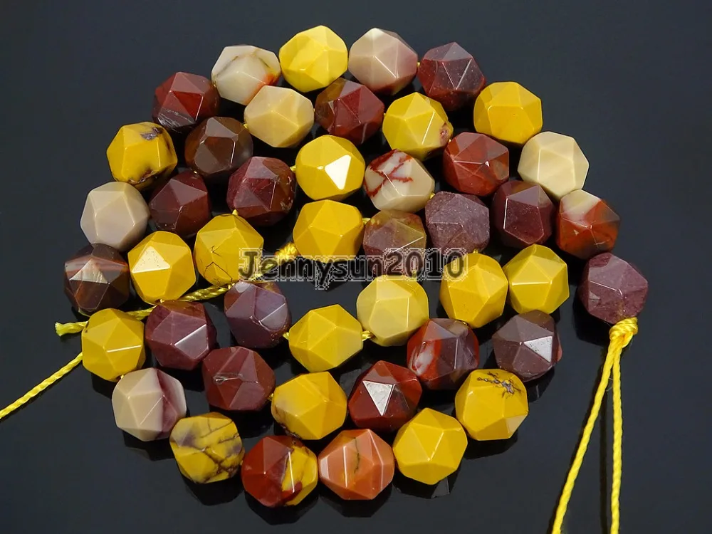 

Natural Moukaite Gems Stones 24 Faceted Polygons Spacer Beads 15'' Strand 6mm 8mm for Jewelry Making Crafts 5 Strands/Pack