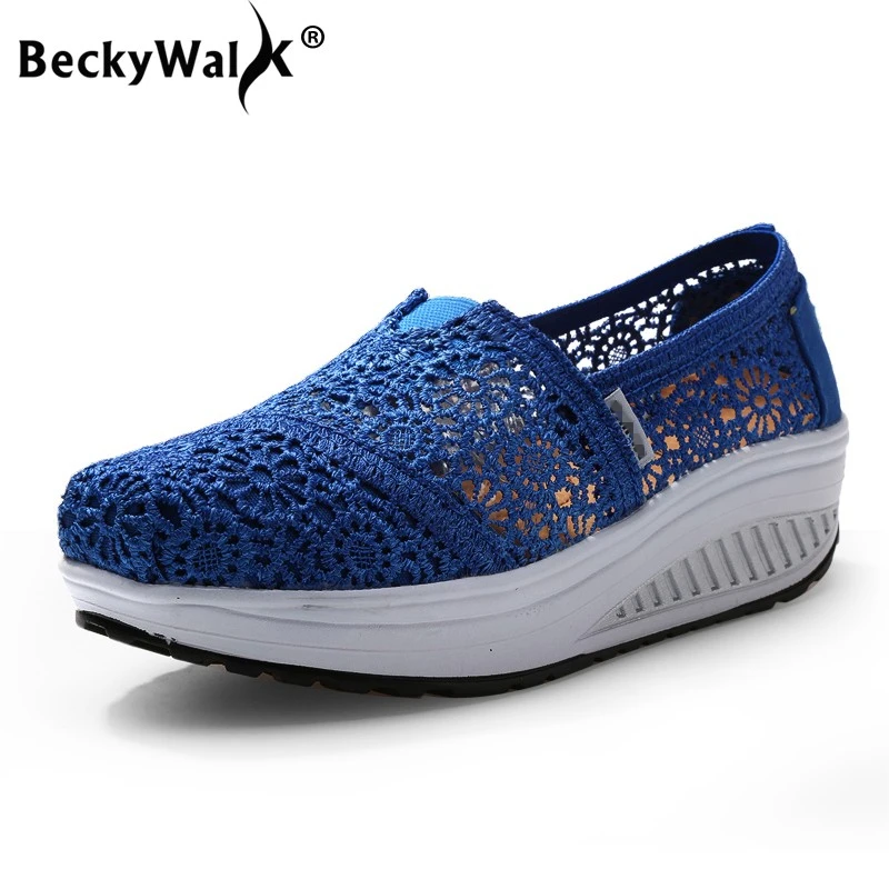 Кеды BeckyWalk женские дышащие холщовые кроссовки на платформе с вырезами