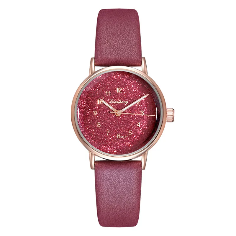Модные простые и relojes para mujer PU ремень с индивидуальным чехлом звездное небо