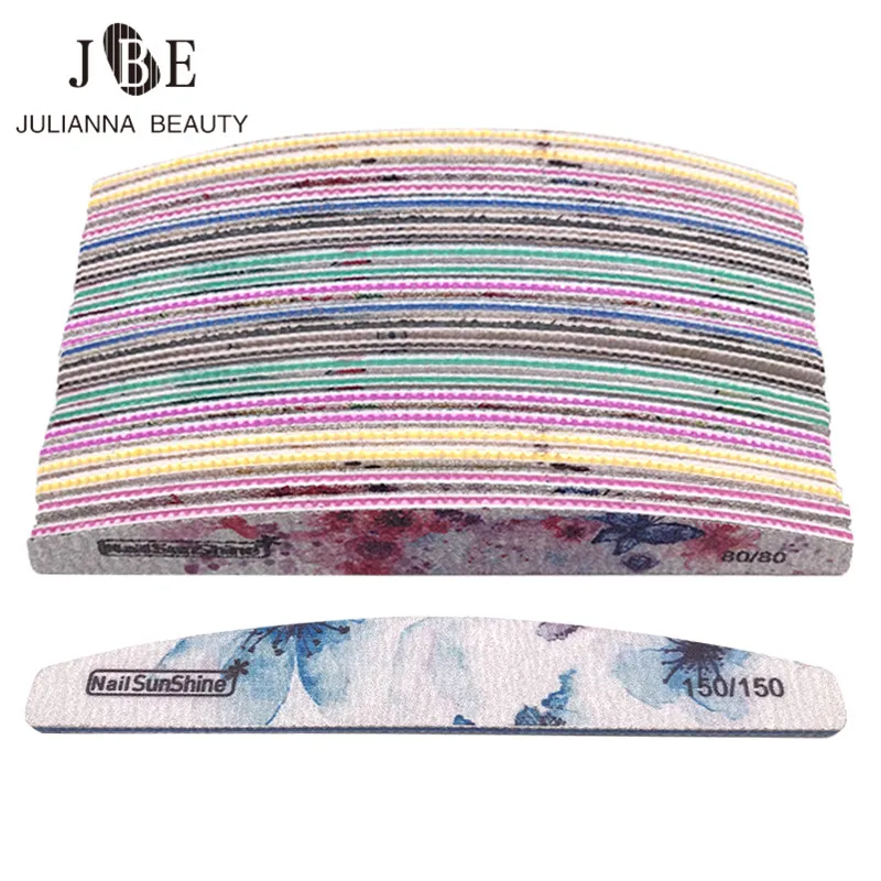 

50pcs New Flower Nail File Buffer UV Gel Polish Block Half Moon Nail Polishing Files Pedicure Manicure Washable Nail Tools