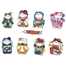 9 pièces/lot mignon chat autocollant mignon Maneki Neko autocollant pour voiture ordinateur portable coque de téléphone fenêtre réfrigérateur décalque autocollants(China)