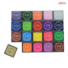 Студенческий Канцелярский набор уплотнений детский Палец живопись чернильный коврик грязи DIY квадратный Цвет 20 цветов штамп набор