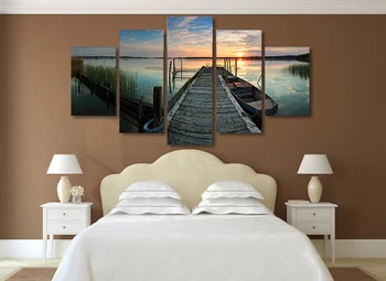 

HD Printed prichal lodka ozero zakat priroda Painting Canvas Print room decor print poster picture canvas Free shipping/mvl-4396