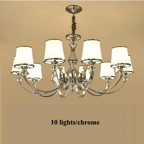 10 lights chrome Современные золотые металлические светодиодные люстры, светильник ing Lustre Crystal для гостиной, светодиодная подвесная люстра, светильник для спальни, Подвесная лампа, светильники - Цвет абажура: 10 lights chrome