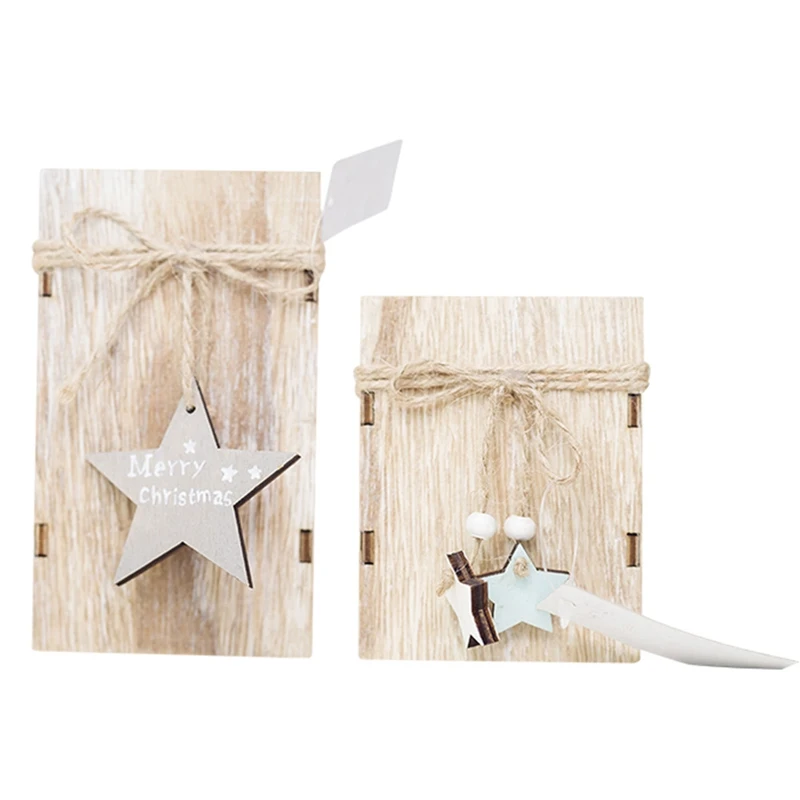 

Wood Candlestick Candle Holder Christmas Decorative Lanterns With Hanging Star Christmas Tree Decoration Wedding Home Decor Gift