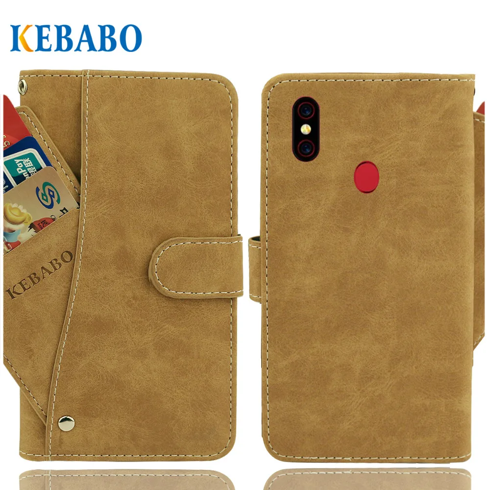 

Vintage Leather Wallet UMIDIGI F1 Case 6.3" Flip Luxury 3 Front Card Slots Cover Magnet Stand Phone Protective Bags