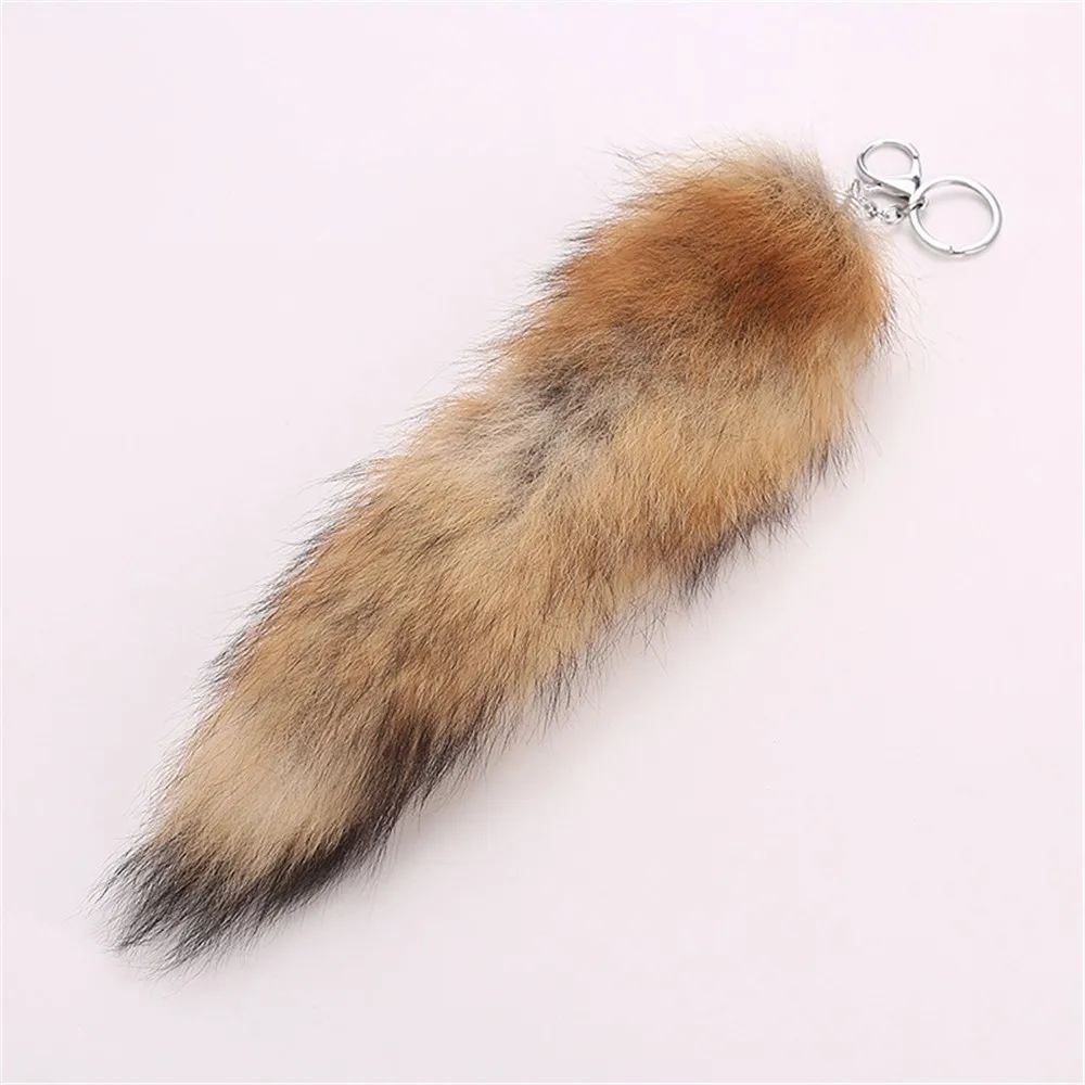 Cute Fox Tail Keychain Pendant Women Key Ring Holder Pompoms Key Chains