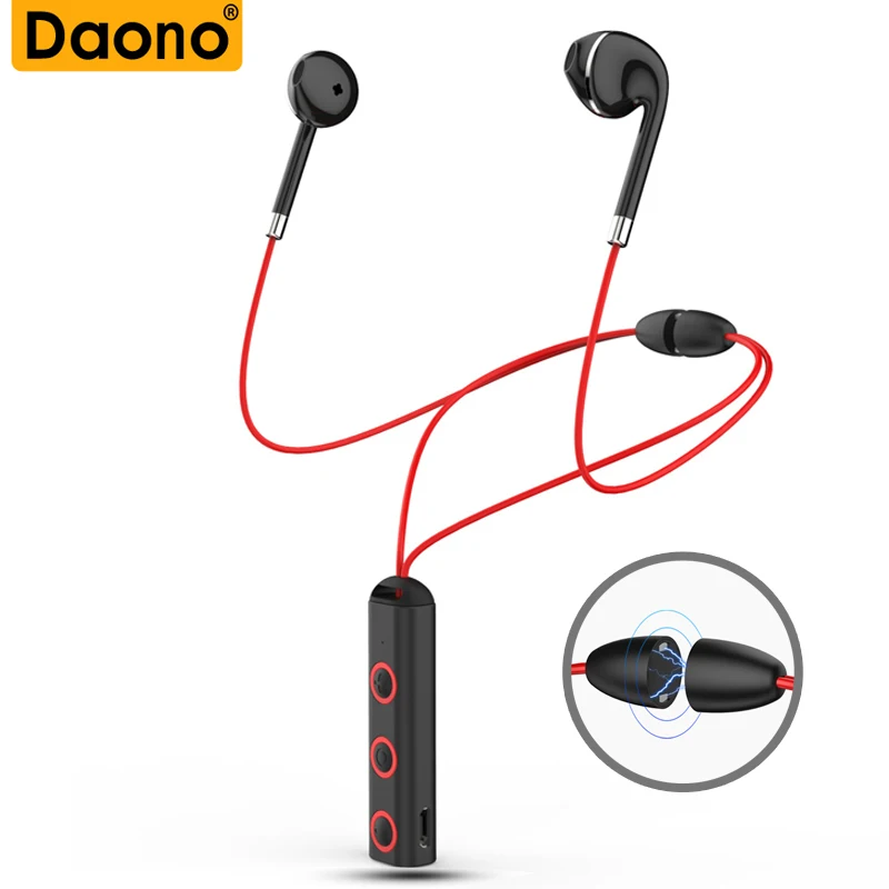Daono Магнитная bluetooth-гарнитура, наушники для спорта, бега, беспроводные Bluetooth наушники с микрофоном, стерео наушники для всех телефонов