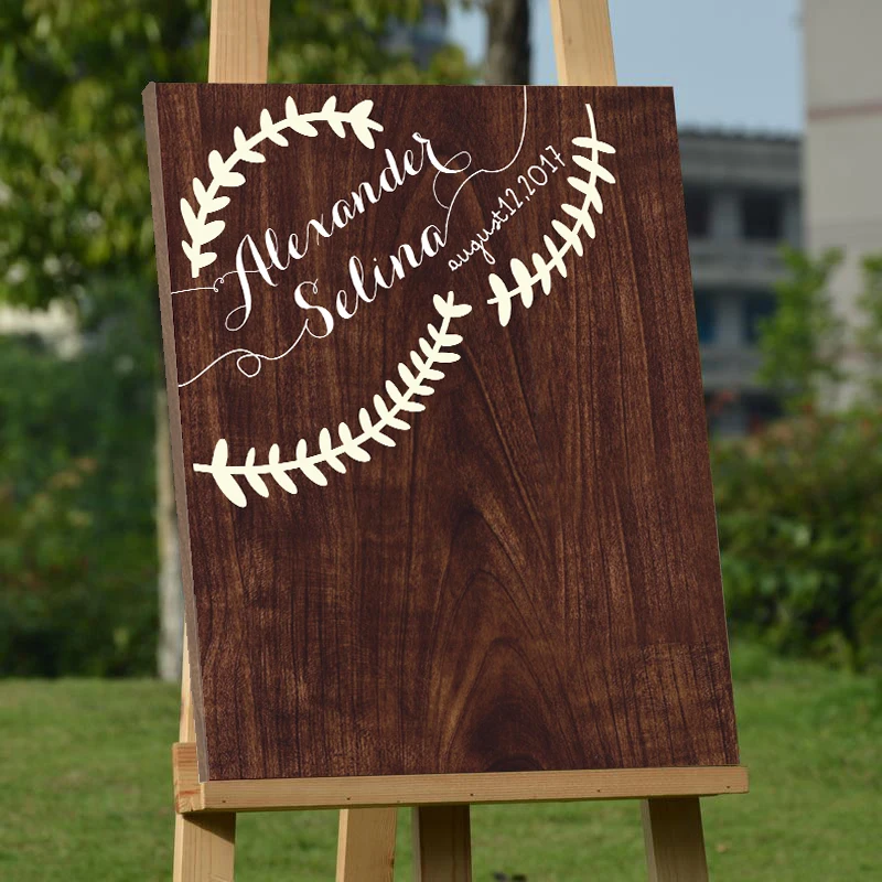 

New Coming Fashion Hotselling Pinterest High Pins Woodgrain Wedding Guest Book Fingerprint Canvas for Guest Signs
