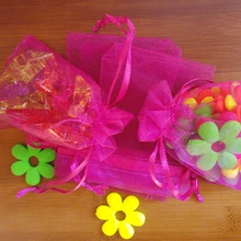 300 шт 11*16 см розово-красная подарочная Сумка из органзы стенд для ювелирных украшений сумки Сумка на шнурке для браслета/ожерелья/сшитая мини-сумка из пряжи