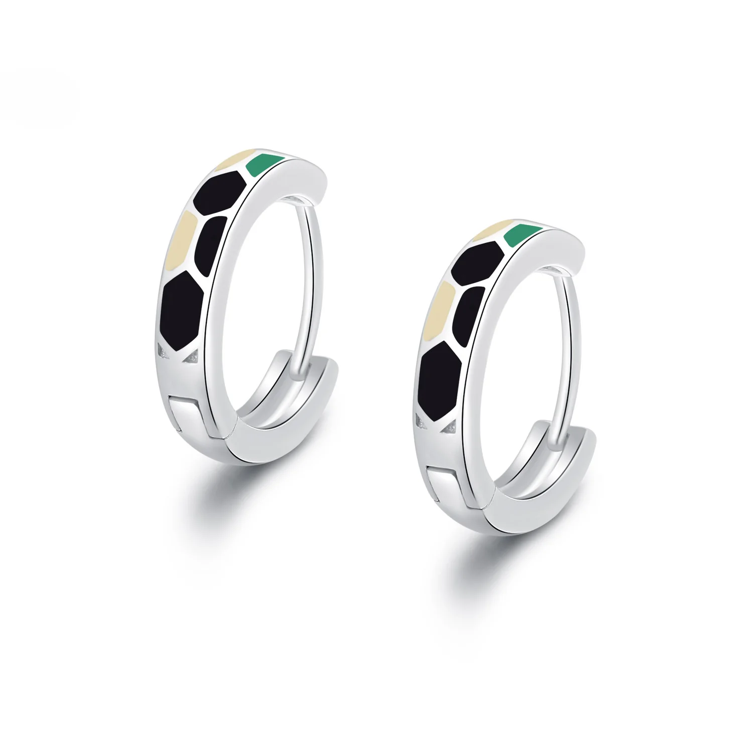 SA SILVERAGE, 925 пробы, серебряные, зеленые/белые/черные, три цвета, квадратные серьги-кольца для женщин, 925, серебряные серьги в виде змеи