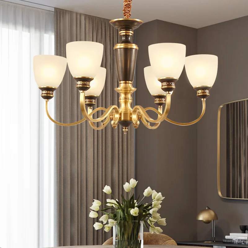 

DX Modern Copper Chandelier Led Chandeliers Lustre For Bedroom Living Room Smart Led Ceiling Copper Luminaire Hanging Lamp