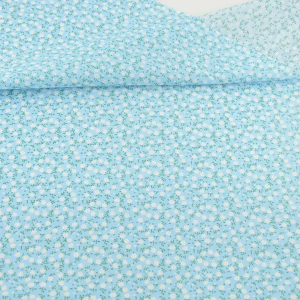 

Blue Cotton Fabric Patchwork Fabrics Fat Quarter Sewing Cloth Telas Tecido Tissue Crafts Dolls Textile Tilda White Flower Design