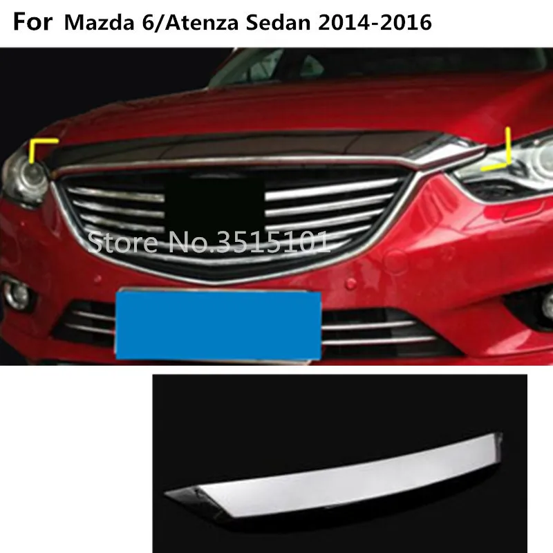 Car cover Bumper engine ABS Chrome trim Front Grid Grill Grille frame edge 1pcs For Mazda 6/Atenza sedan 2014 2015 2016 Car cover Bumper engine ABS Chrome trim Front Grid Grill Grille frame edge 1pcs For Mazda 6/Atenza sedan 2014 2015 2016