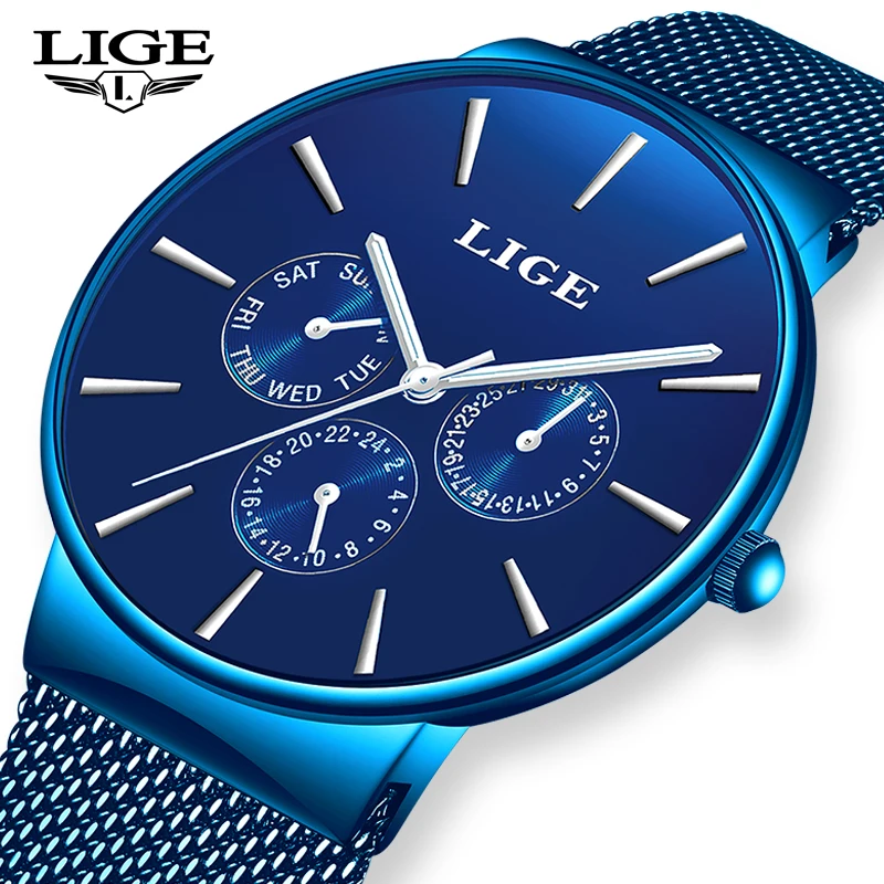 

Reloje 2018LIGE Men Watch Male Mesh belt Automatic date Quartz Watches Men Luxury Brand Waterproof Sport Clock Relogio Masculino