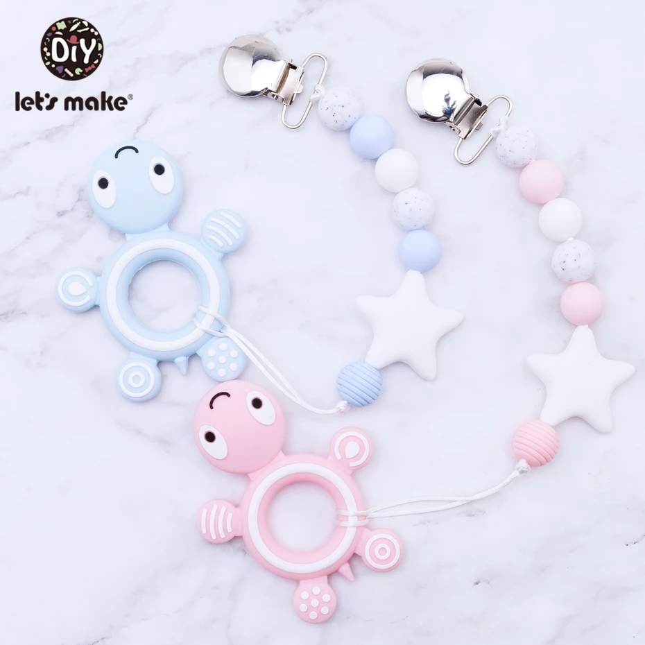 

Let'S Make 1 Pc Tortoise Silicone Rodent Teether Cartoon Diy Pacifier Clip Holder Chain Food Grade Silicone Moose Baby Teether
