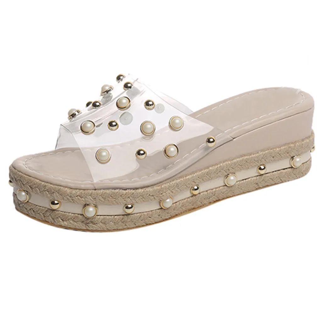 Fashion Jelly Sandals Summer Candy Slippers Woman Shoes Flats Ladies Womens Zapatos Mujer Slip On Pearl Beach Wedges Jelly Shoe - Цвет: White