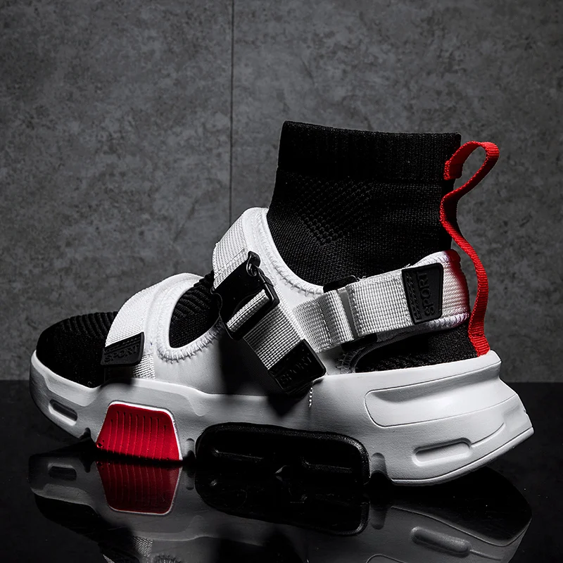 

Sneakers Men Knit Upper Breathable Sport Shoes Sock Boots Chunky Shoes High Top Running Shoes For Men 25D50