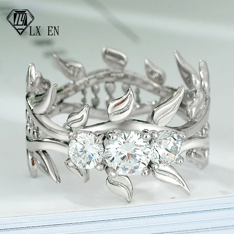 

LXOEN Gothic Vintage Punk Leaf Shape Luxury Women And Men Rings for Party CZ Crystal Ring Accessories anillos mujer anel bague