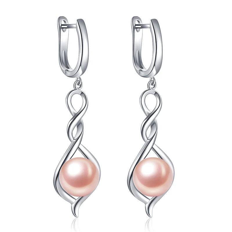 Длинные серьги Sinya из серебра 925 пробы с высоким блеском AAA натуральный пресноводный жемчуг, ювелирные изделия, подарок на Рождество и День святого Валентина для женщин - Цвет камня: Natural pink pearls