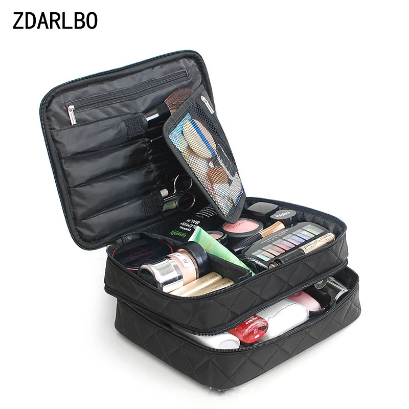 

Fashion Large Capacity Women Cosmetic Bag Organizer Travel Double Layer Makeup Bag Beautician Toiletry Case Dropshipping