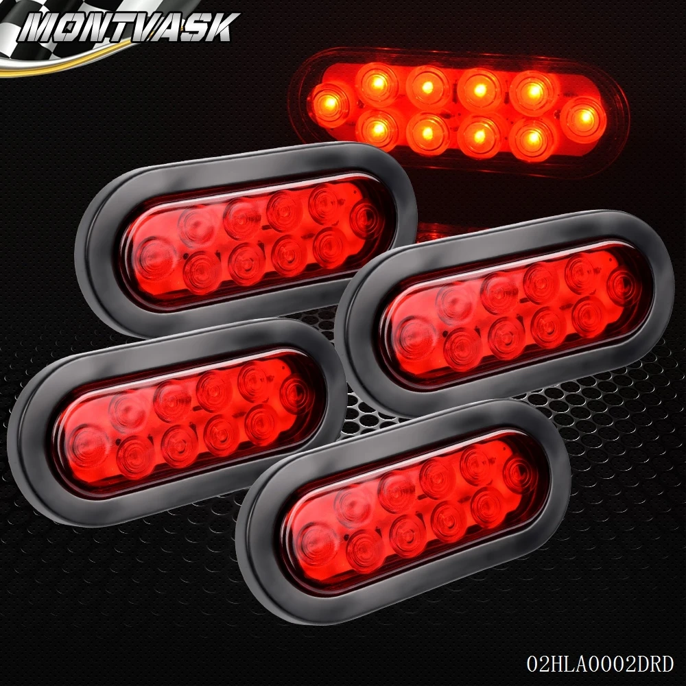 Free Shipping Red Oval 6" SURFACE MOUNT LED Brake Stop Turn Tail Light Trailer Truck 4PCS/Lot
