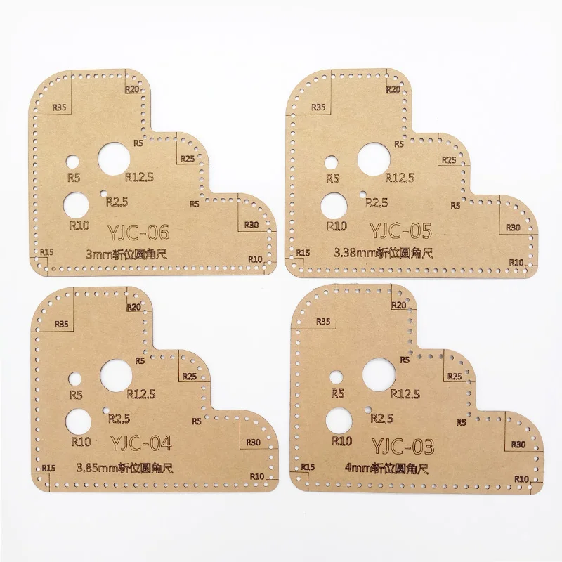 

4pcs DIY Leather Craft handbag wallet Key bag purse Storage Angle calculation Sewing Pattern Hard Kraft paper Stencil Template