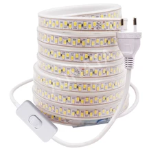 Smd 5730 tira conduzida 220v 230v 180leds/m flex ip67 impermeável led corda 5630 1m 2m 5 10m 20m 50m 100m + interruptor dimmer plugue da ue