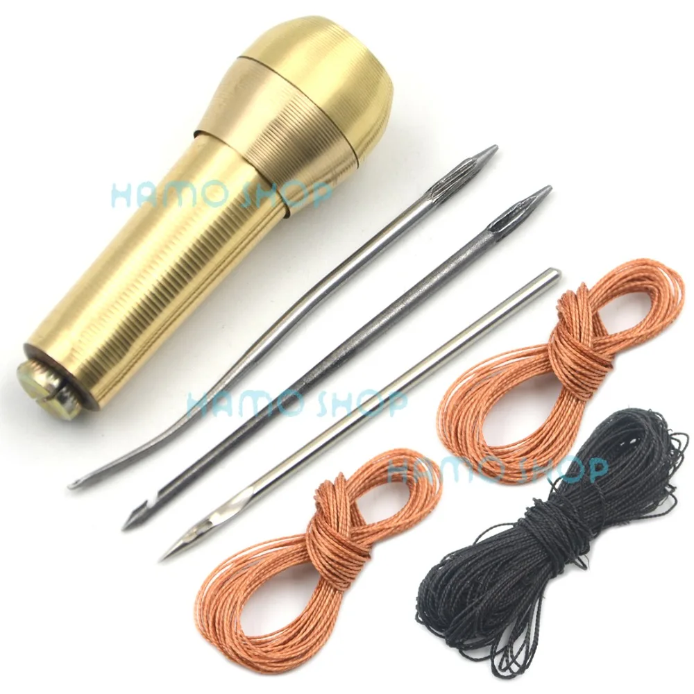 

Style A Leather Canvas Shoe Repair Tool Awl Set Punch Sewing Kit Needles Copper Handle Stitcher Crochet Line