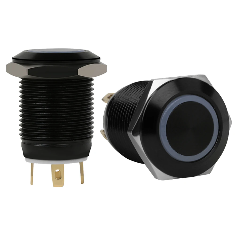 

DAYFULI 1PC 12MM Self-Recovery LED 12V 4Pin Metal Button Switch Instantaneous Button Automatic Reset LED Waterproof Button