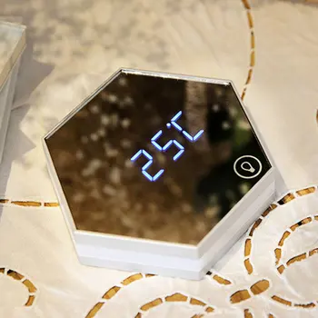 

Smart Multifunction Digital Charger USB LED Makeup Mirror Alarm Clock Nightlight Thermometer Night Light Creative Gifts