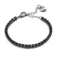 Трендовый теннисный браслет для женщин и мужчин, регулируемый браслет-цепочка, Бразильский натуральный черный квадратный камень, очаровательный Braslet, повседневные ювелирные изделия