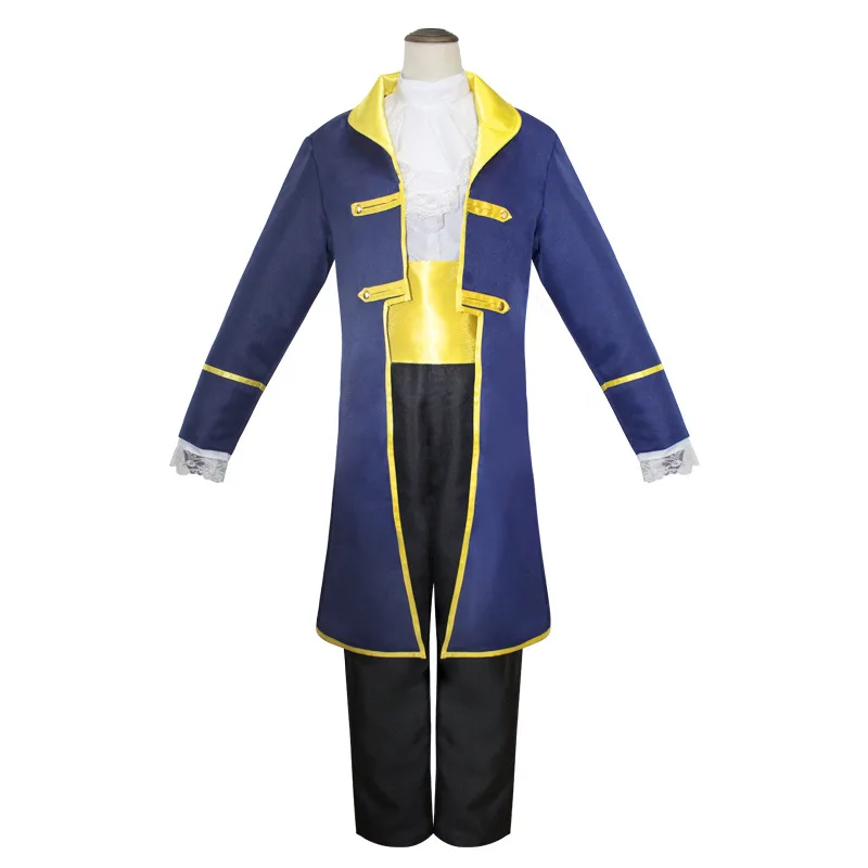 

Men Cartoon Beauty and the Beast Prince Adam Cosplay Costume Male Halloween Stage Performance Party Jacket Costume Outfit