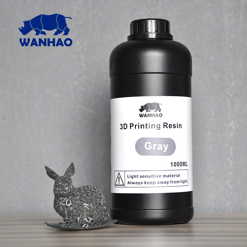 UV 405nm фотополимер для DPL/SLA/LCD принтера | Wanhao Duplicator 7 | Фотополимерная смола для D7 принтера Ванхао-1000 мл | Цвет серый | Безопасная в Россию- гарантия доставки